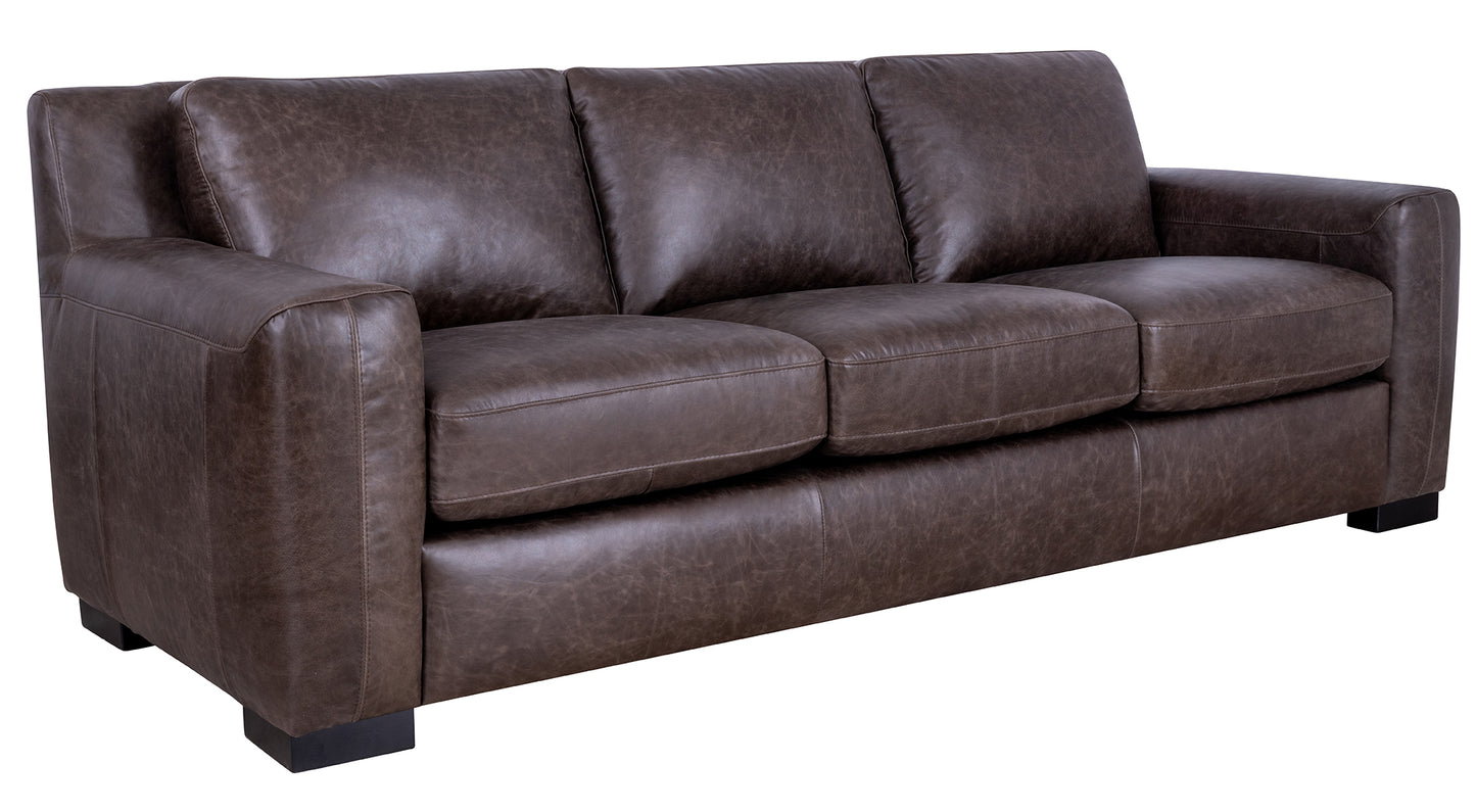 Retro Top Grain Leather Sofa       Bomber Walnut