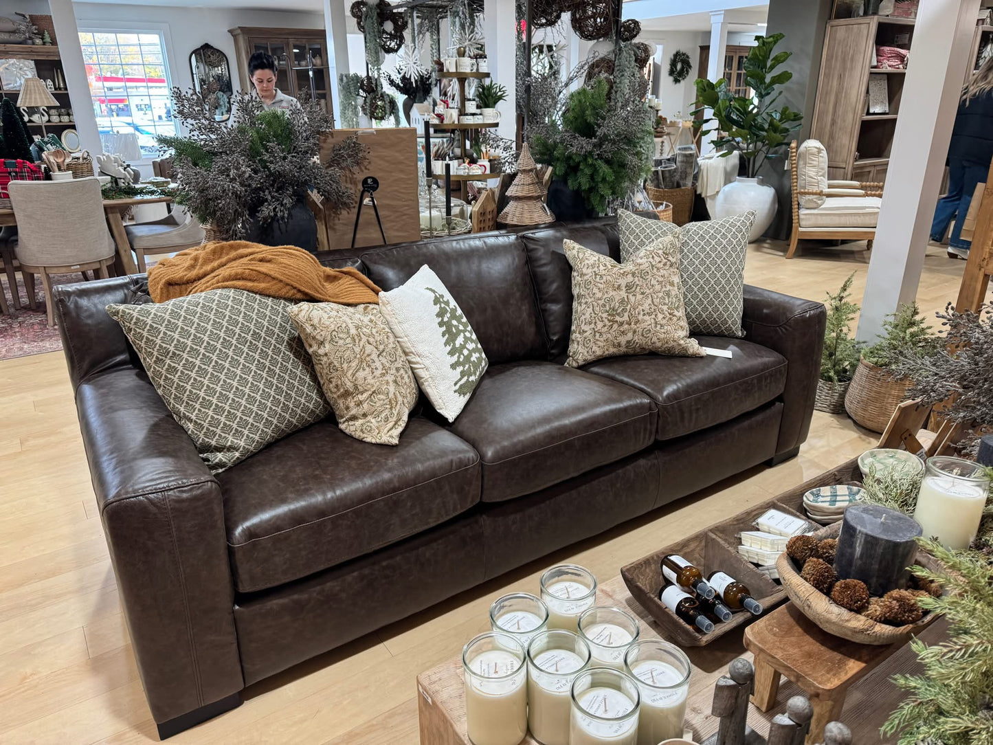 Retro Top Grain Leather Sofa       Bomber Walnut