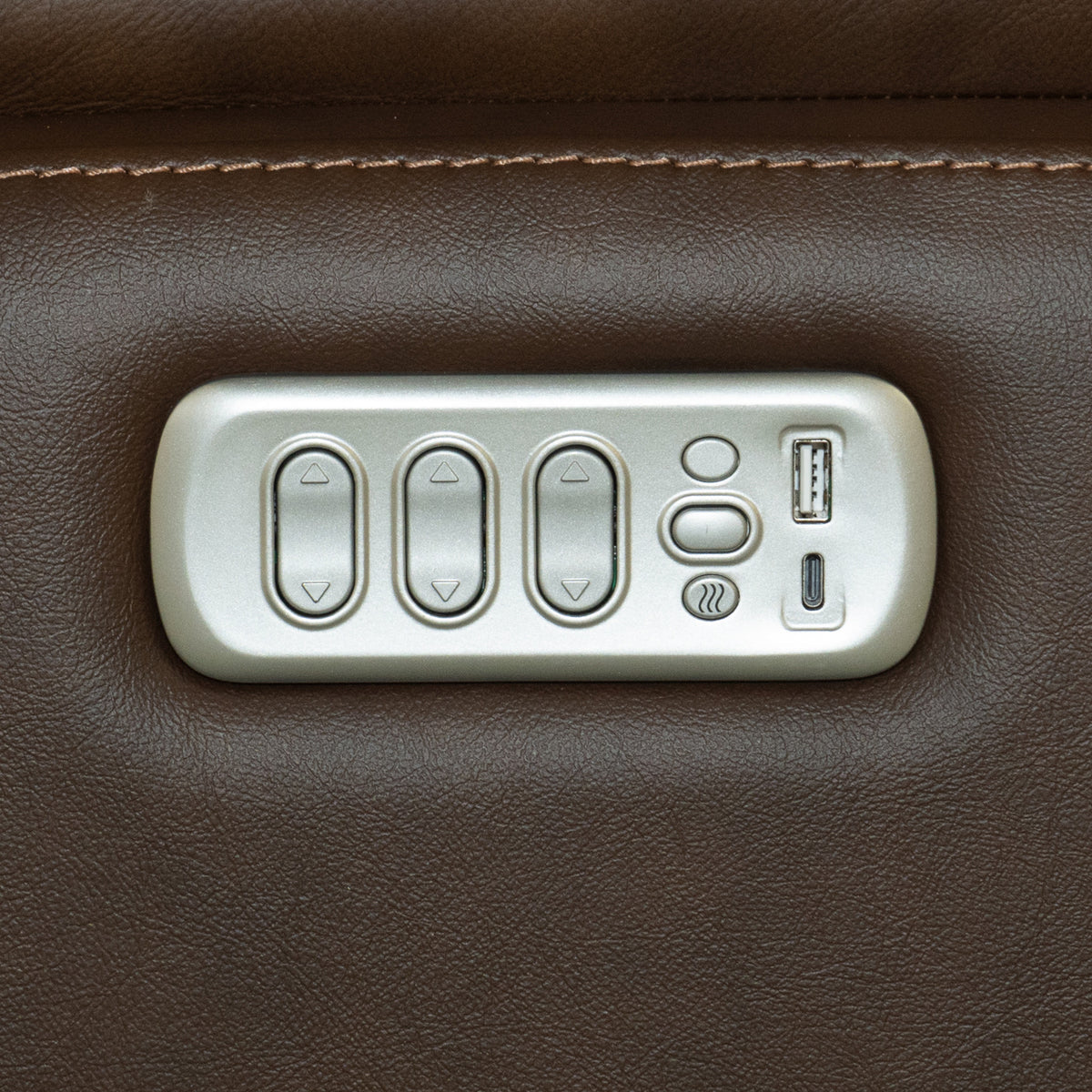 Henry Burnt Umber Leather Power Swivel Gliding Recliner with Power Headrest, Lumbar, Heat & Massage