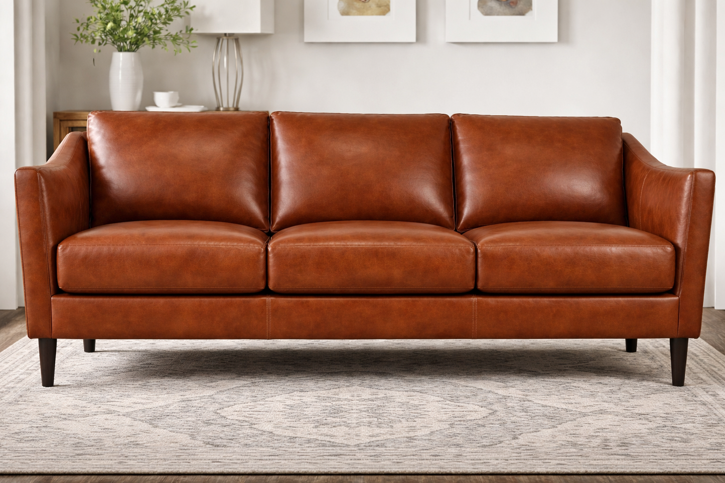 Ava Cinnamon Leather Sofa