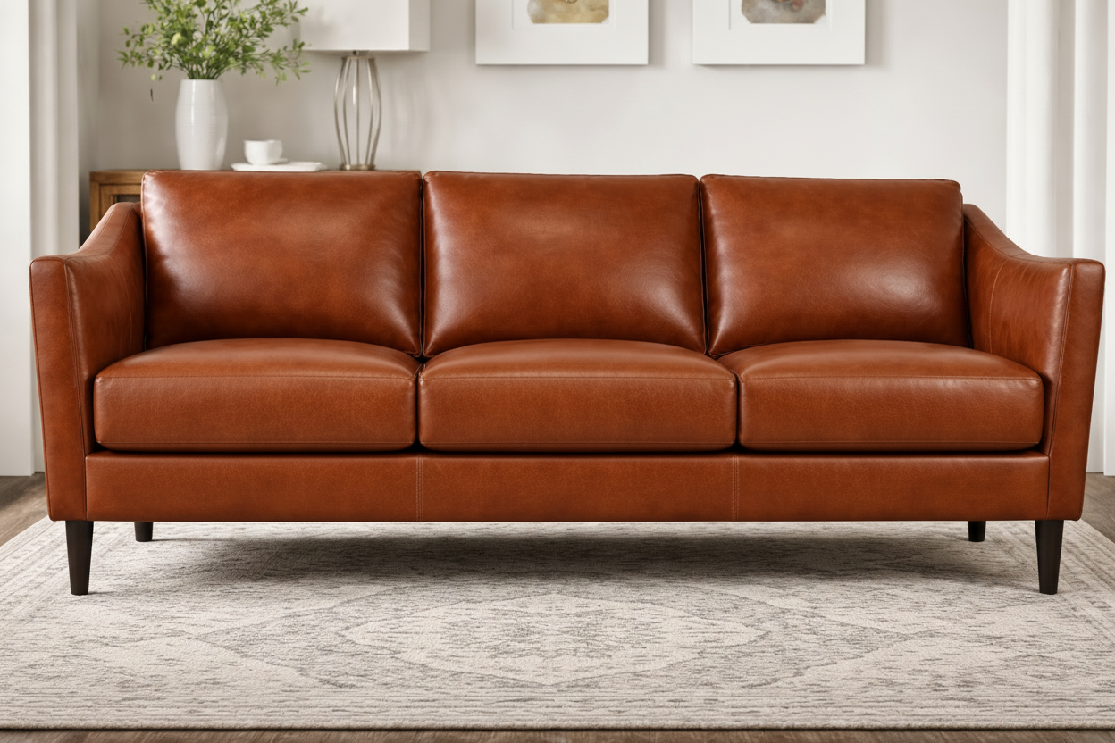 Ava Cinnamon Leather Sofa