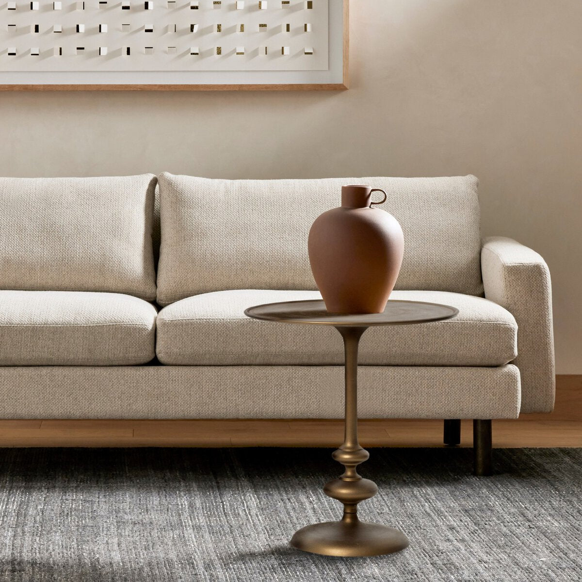 Marlow Matchstick Pedestal TabLe-Matte Brass