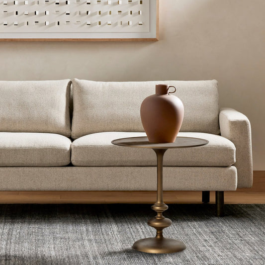 Marlow Matchstick Pedestal TabLe-Matte Brass