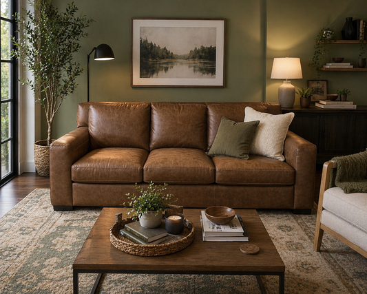 Retro Bomber Tan Leather Sofa