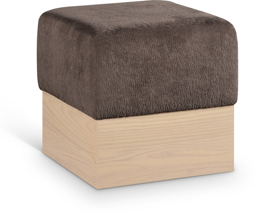 Havre Velour Fur Fabric Upholstered Ottoman