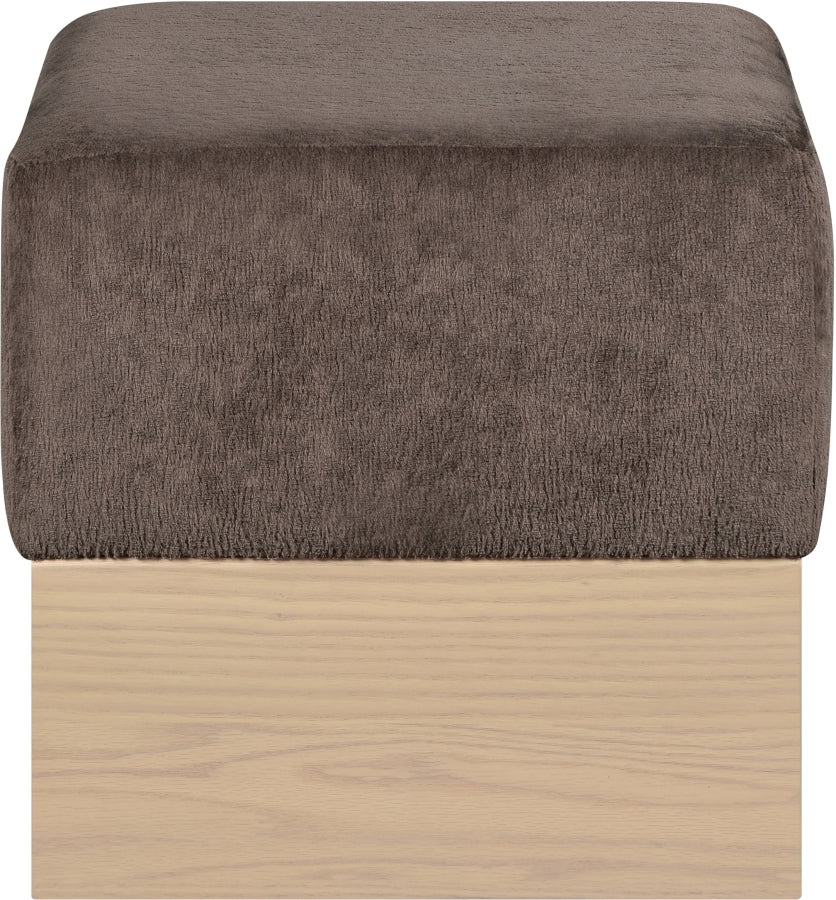 Havre Velour Fur Fabric Upholstered Ottoman