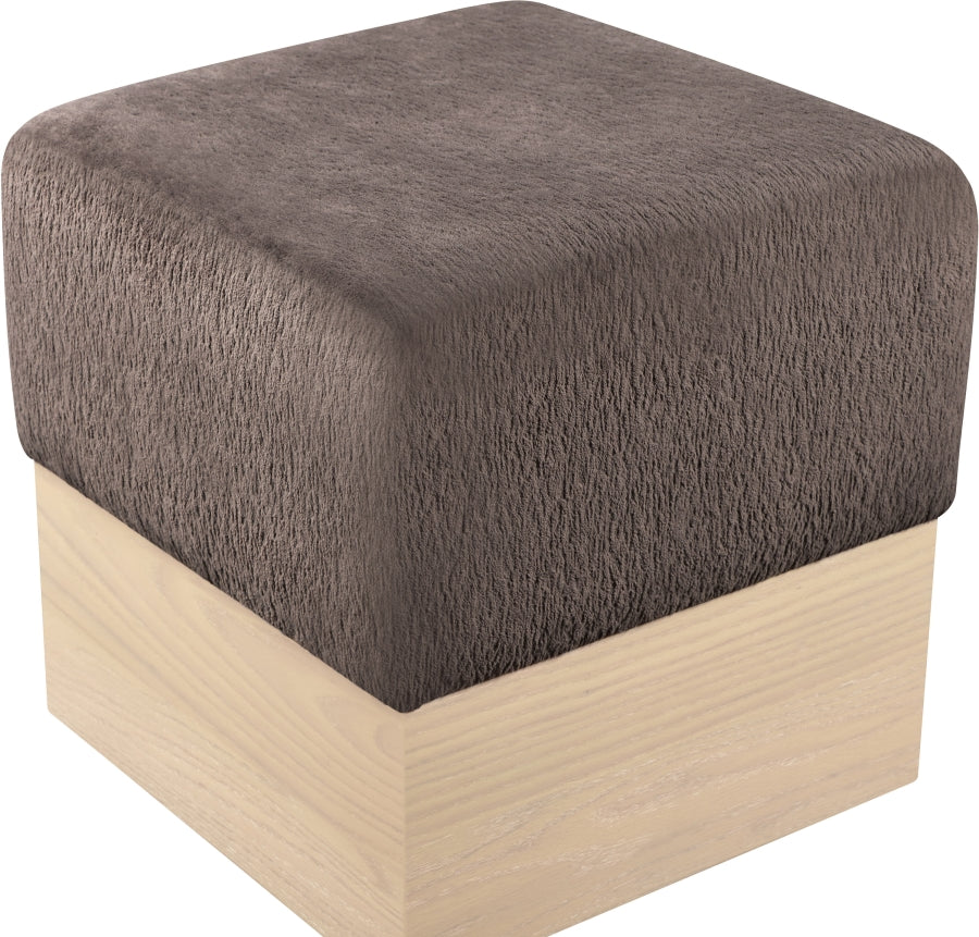 Havre Velour Fur Fabric Upholstered Ottoman