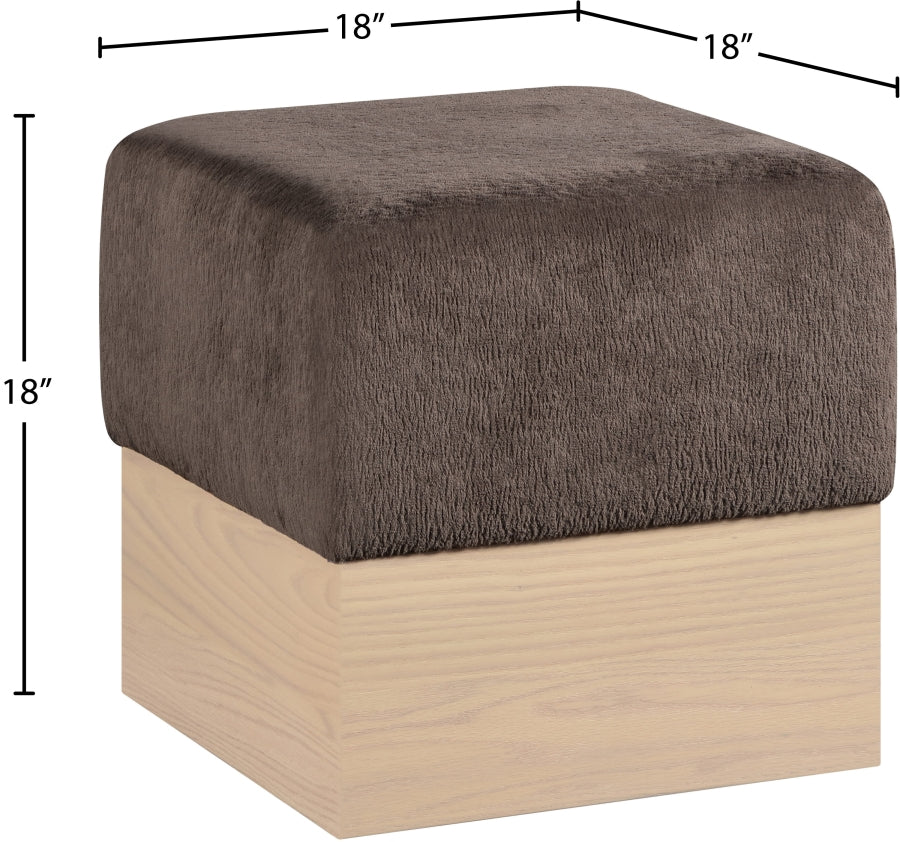 Havre Velour Fur Fabric Upholstered Ottoman