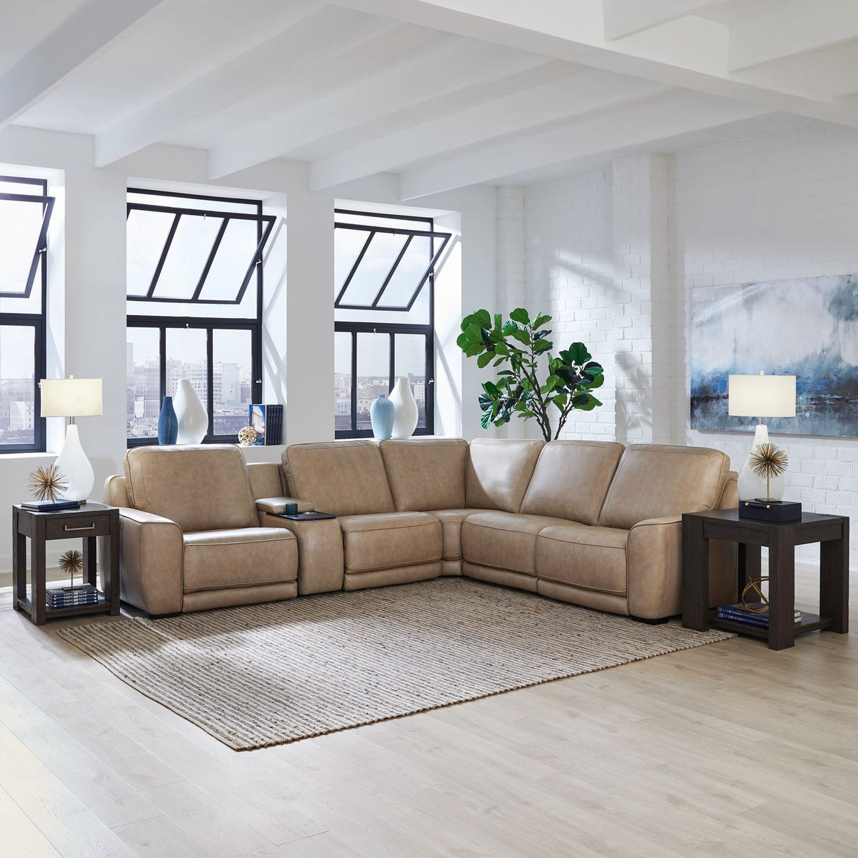 Blade Leather Recliner Sectional