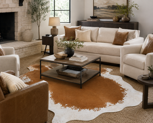 Cowhide area rug