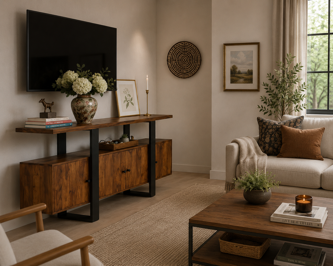 Shesham Live edge console Oak