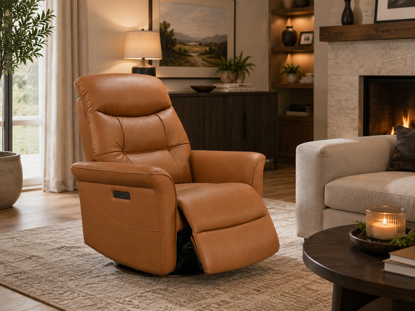 Camel Italiano Swivel Power Recliner