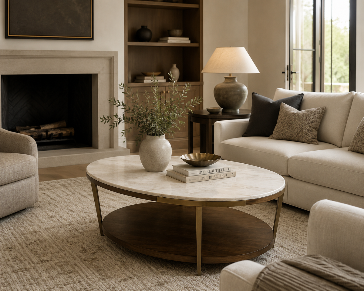 Emery Oval Marble Cocktail Table
