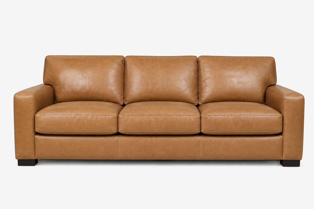 Retro Tan Leather Sofa