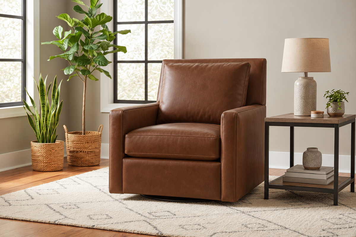 Phillip Swivel Glide In Chestnut Leather