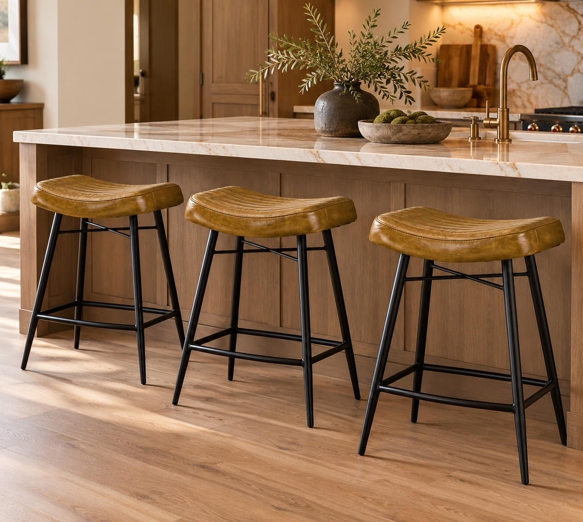 Goat Leather Counter Stools