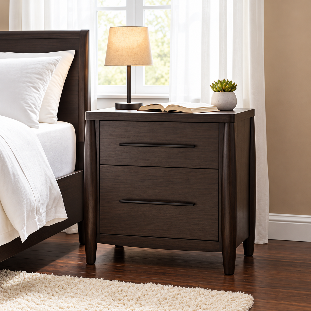 Koko Two Drawer Nightstand with Cord Management in Minx