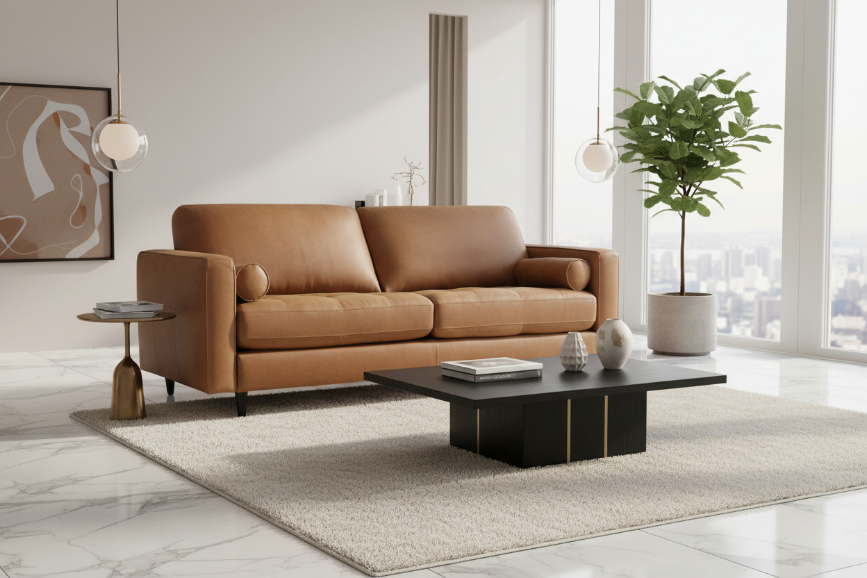 Luke  Leather Sabrina Sofa Tan