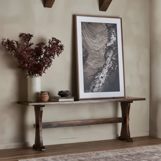 Trestle Large Console Table-Distressed
